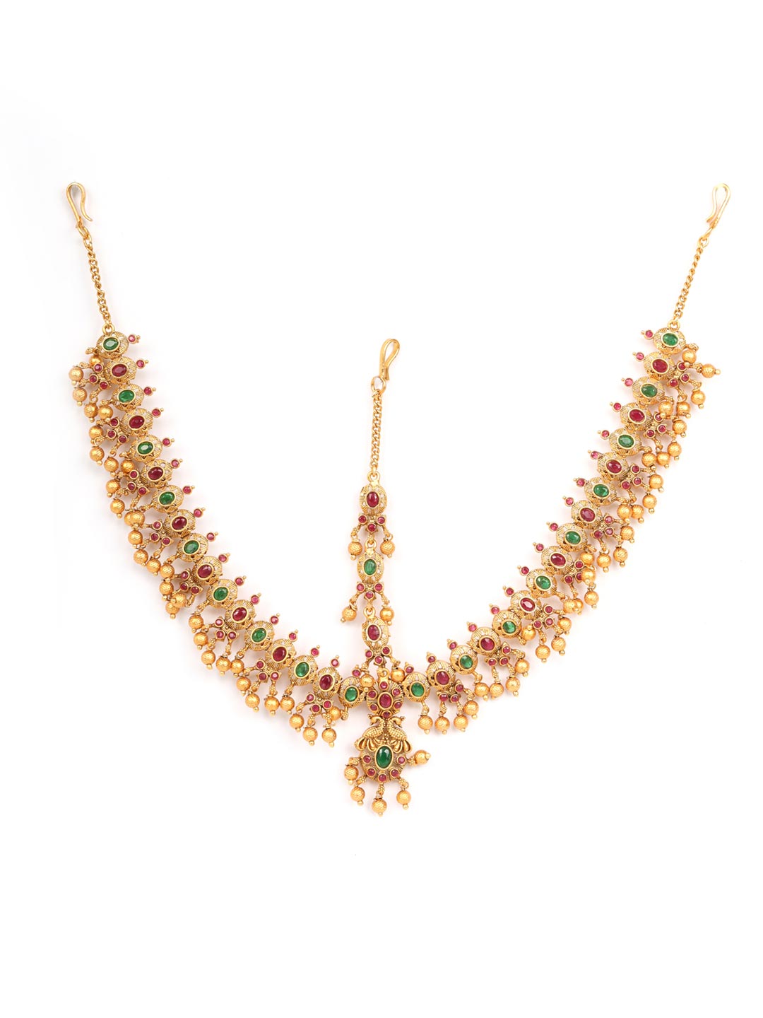Priyaasi Women Beads Kemp Stones Gold Plated Matha Pathi - Distacart