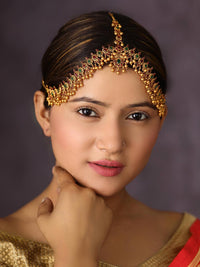 Thumbnail for Priyaasi Women Beads Kemp Stones Gold Plated Matha Pathi - Distacart