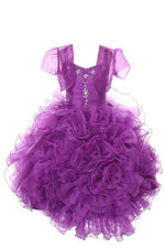 Thumbnail for Asmaani Baby Girls Purple Tissue Net Knee Length Frock (AS-DRESS_2215) - Distacart
