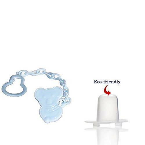 Safe-O-Kid Safe-O-Kid Animal Design Silicone Pacifier/Soother With Holder Chain And Clip, Blue Bear - Distacart