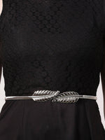 Thumbnail for NVR Women Circular Silver Plated Stretchable Metal Belt - Distacart