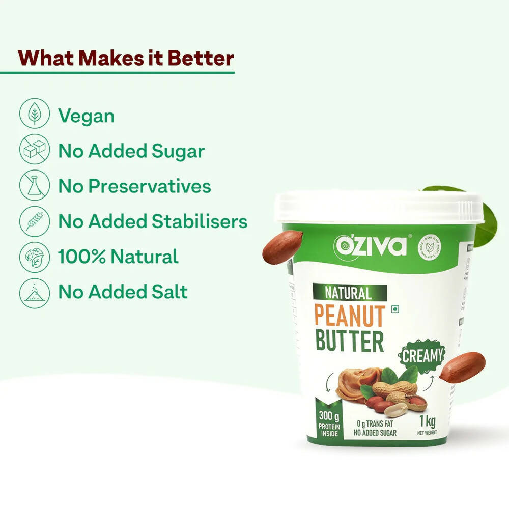 OZiva Natural Peanut Butter-Creamy - Distacart