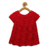 Thumbnail for Chutput Kids Pretty Design Red Coloured Solid Frock - Distacart