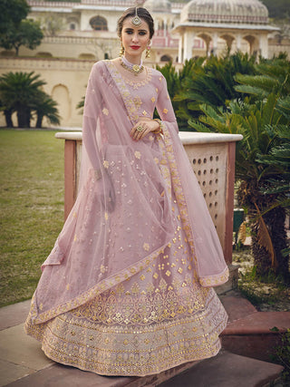 Myra Moor Net Heavy Embroidered Lehenga - Distacart