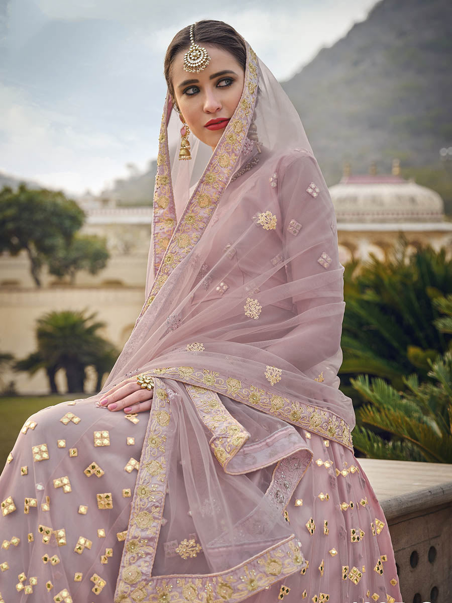 Myra Moor Net Heavy Embroidered Lehenga - Distacart