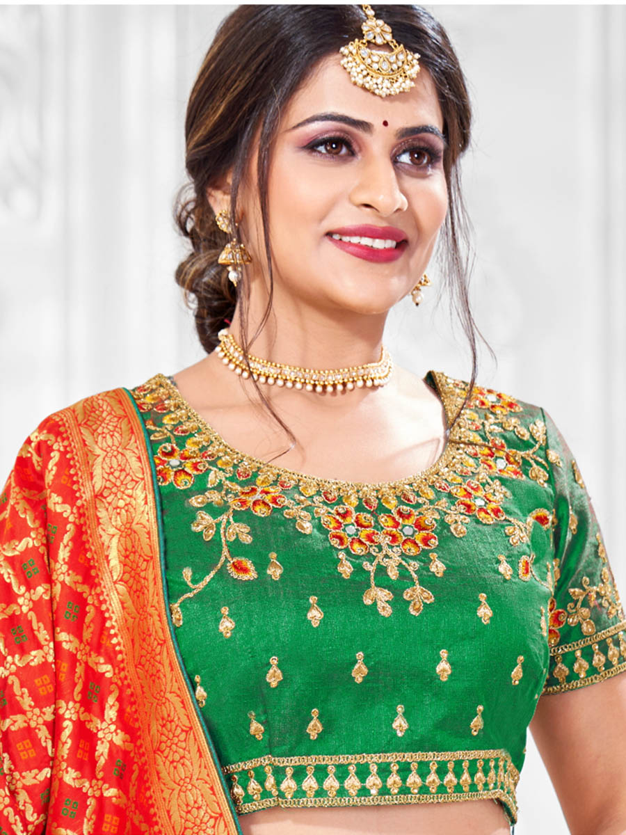 Myra Multicolour Jaquard Silk Designer Lehenga - Distacart