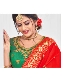 Thumbnail for Myra Multicolour Jaquard Silk Designer Lehenga For Girls - Distacart