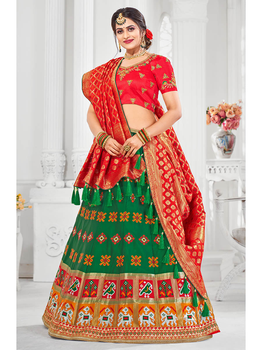 Myra Multicolour Jaquard Silk Designer Lehenga For Women - Distacart