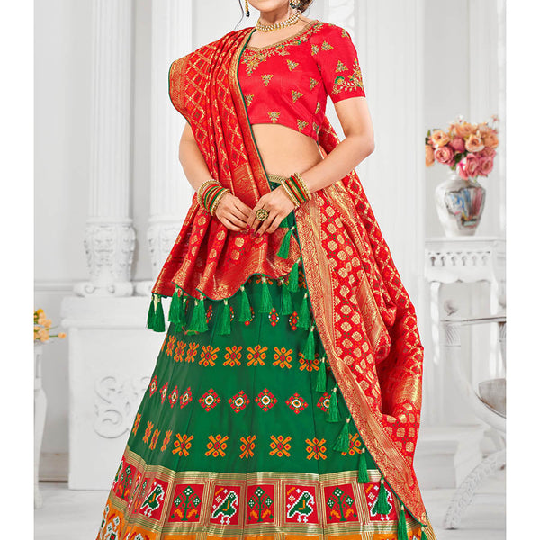 Myra Multicolour Jaquard Silk Designer Lehenga For Women - Distacart