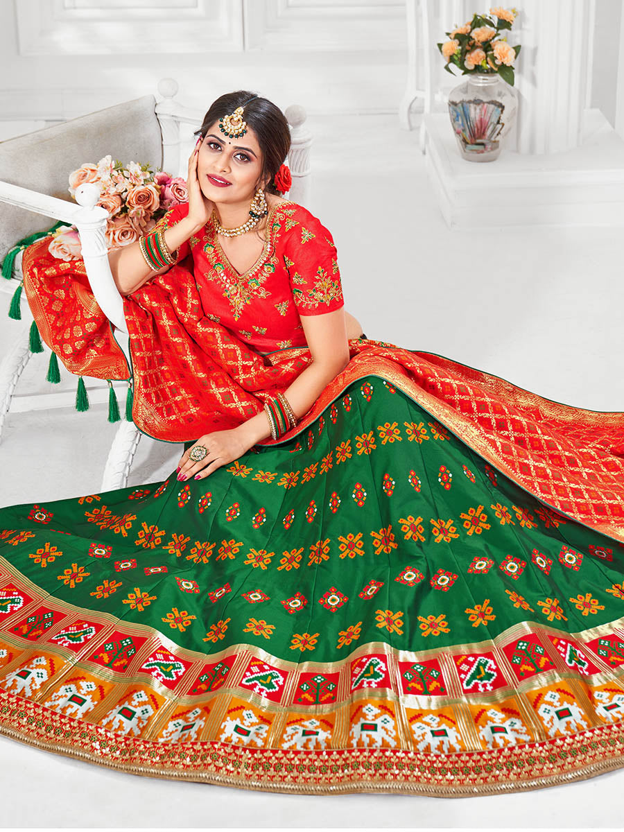 Myra Multicolour Jaquard Silk Designer Lehenga For Women - Distacart