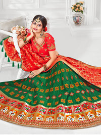 Thumbnail for Myra Multicolour Jaquard Silk Designer Lehenga For Women - Distacart