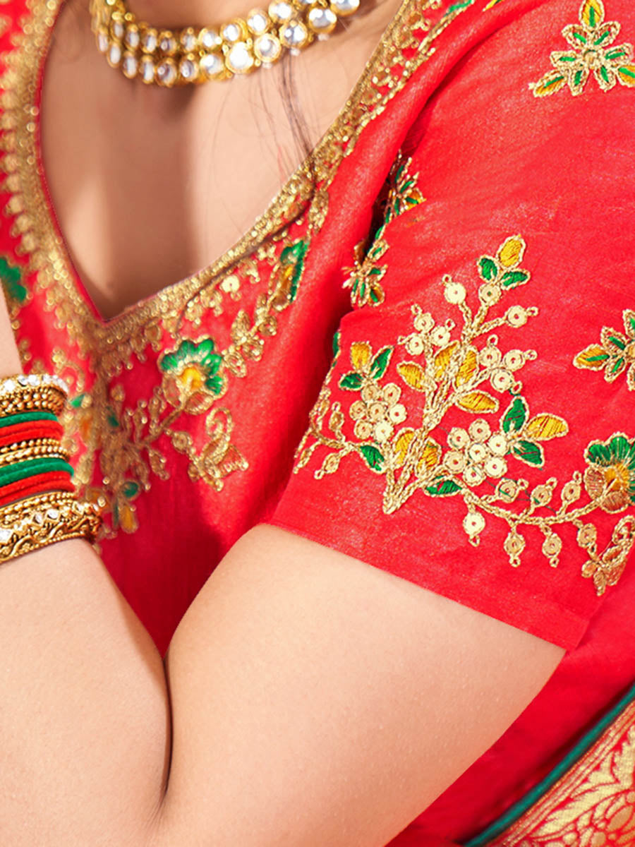 Myra Multicolour Jaquard Silk Designer Lehenga For Women - Distacart
