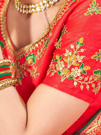 Thumbnail for Myra Multicolour Jaquard Silk Designer Lehenga For Women - Distacart