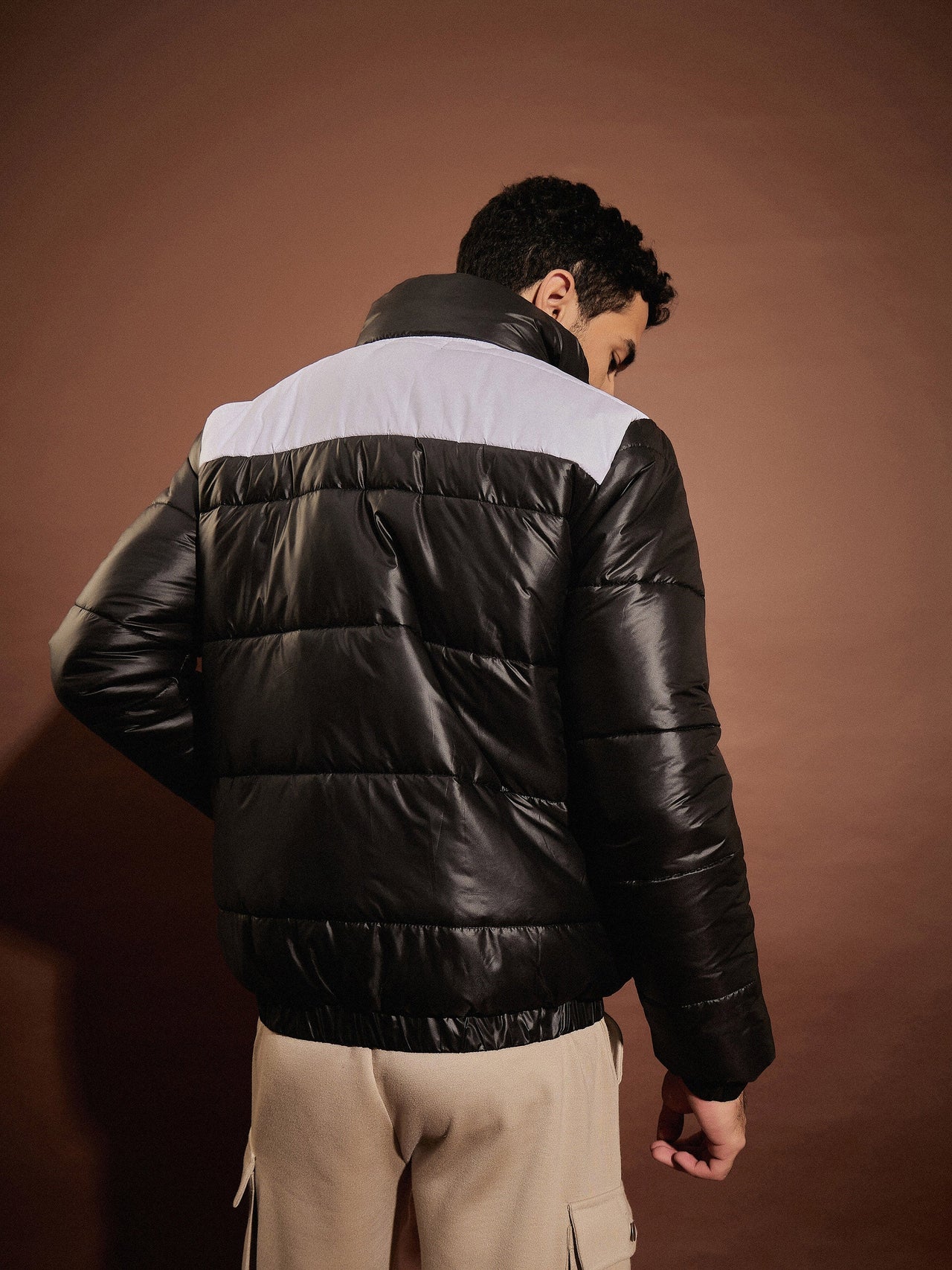 Lyush Men Black & White ColorBlock Puffer Jacket - Distacart