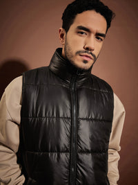 Thumbnail for Lyush Men Black Fur Collar Sleeveless Puffer Jacket - Distacart