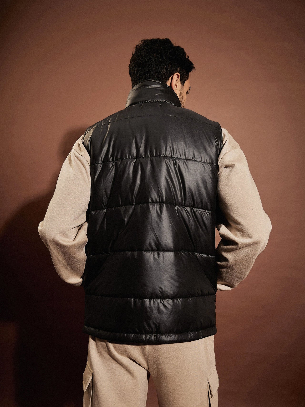 Lyush Men Black Fur Collar Sleeveless Puffer Jacket - Distacart