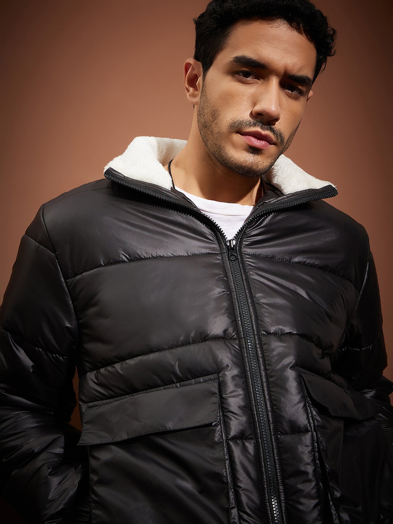 Lyush Men Black Front Pocket Puffer jacket - Distacart