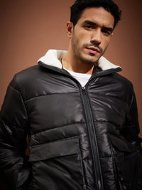Thumbnail for Lyush Men Black Front Pocket Puffer jacket - Distacart