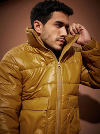 Thumbnail for Lyush Men Khaki Front Pocket Puffer jacket - Distacart