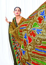 Thumbnail for Beige Chanderi Cotton Floral Printed Saree With Unstitched Blouse Piece - Kathika - Distacart