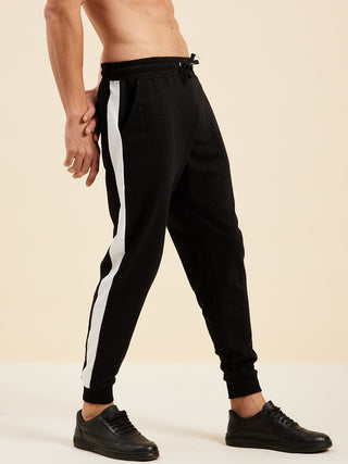 Lyush - Mascln Men's Black Relax Fit Side Tape Joggers - Distacart