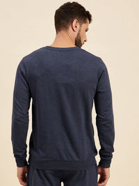 Thumbnail for Lyush - Mascln Men's Blue Melange Skull Print Sweatshirt - Distacart