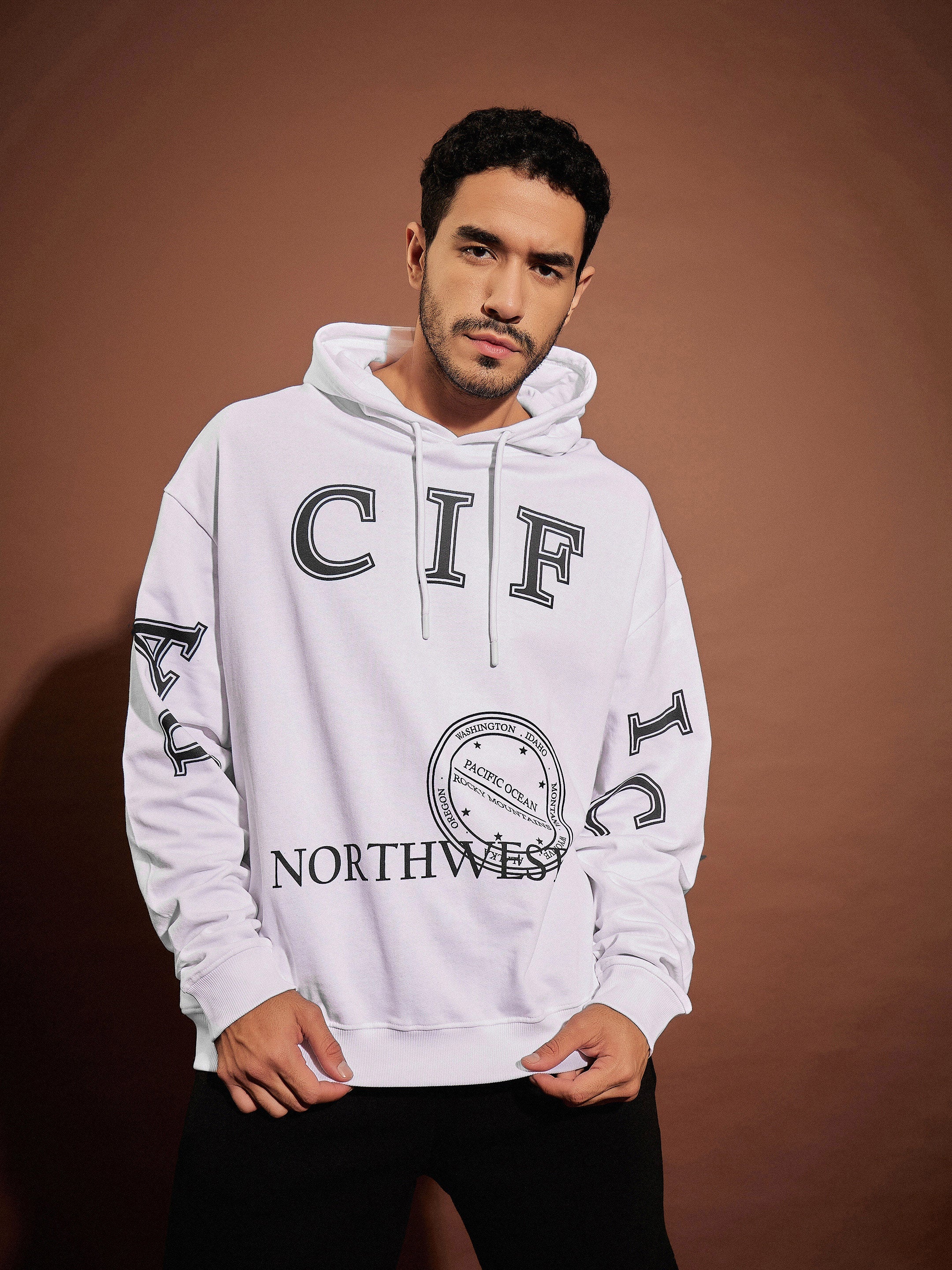 Lyush Men White PACIFIC Oversized Hoodie