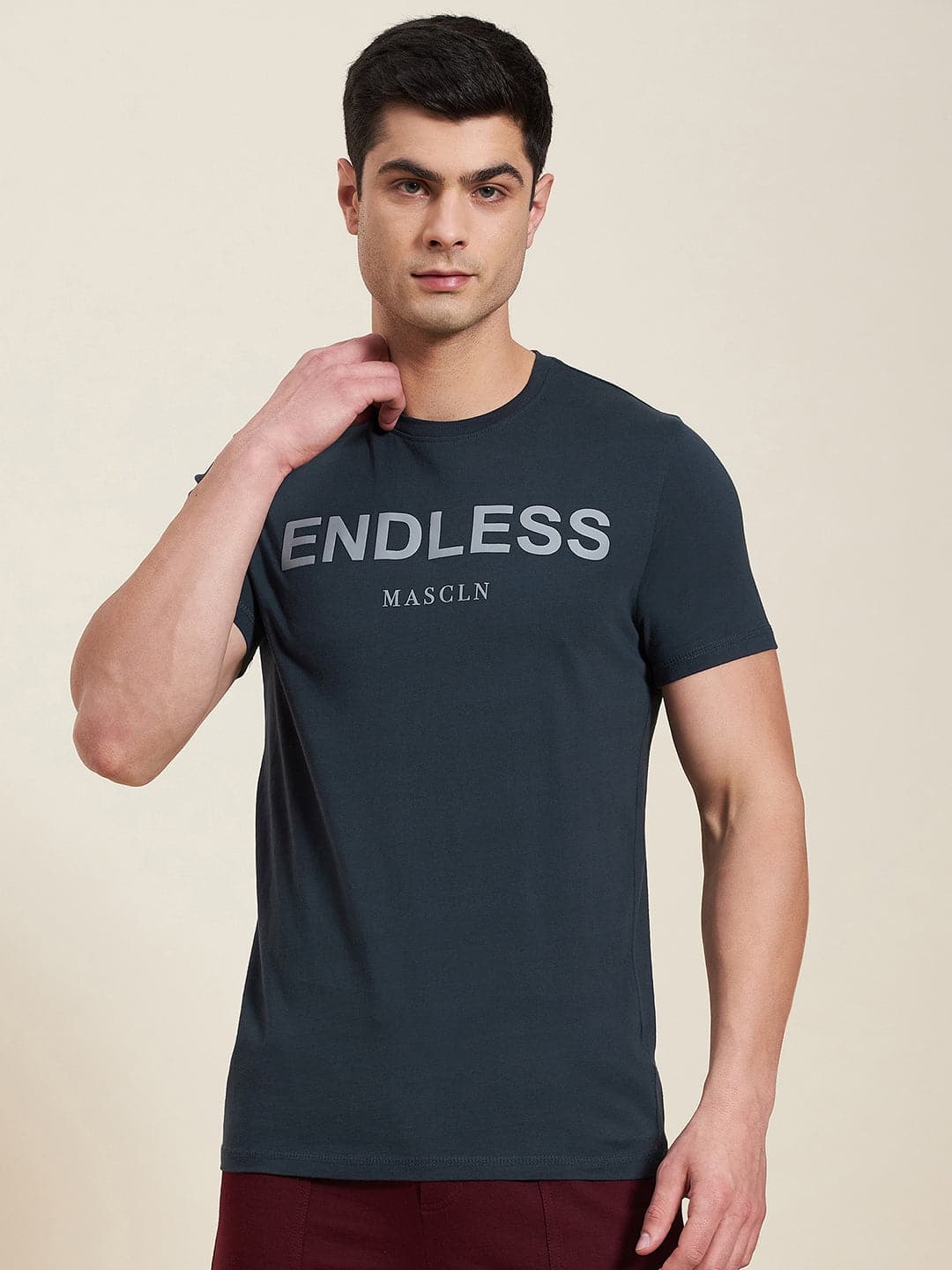Lyush - Mascln Men's Dark Blue Endless Regular Fit T-Shirt - Distacart