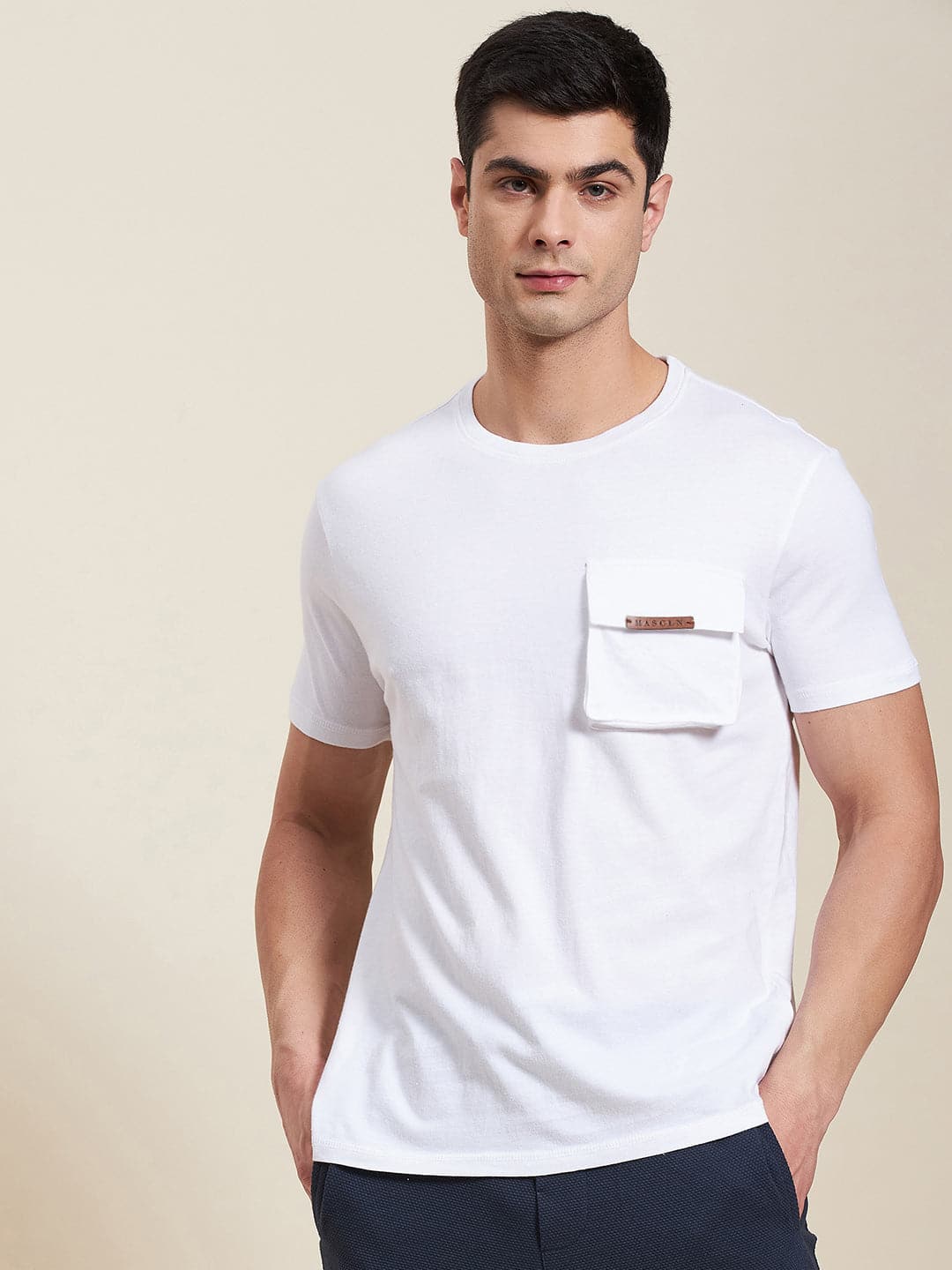 Lyush - Mascln Men's White Box Pocket Regular T-Shirt - Distacart