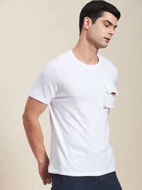 Thumbnail for Lyush - Mascln Men's White Box Pocket Regular T-Shirt - Distacart