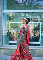 Thumbnail for Pink Satin Organza Floral Woven Design Saree With Unstitched Blouse Piece - Klay's - Distacart