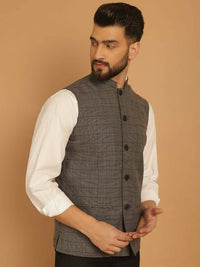 Thumbnail for Even Apparels Nehru Jacket With Welt Pockets - Grey - Distacart