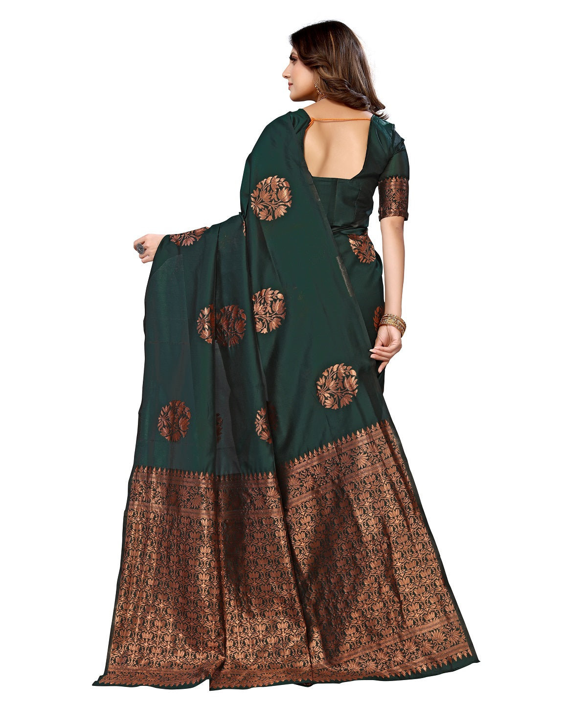 Vamika Green Banarasi Jacquard Weaving Saree - Distacart
