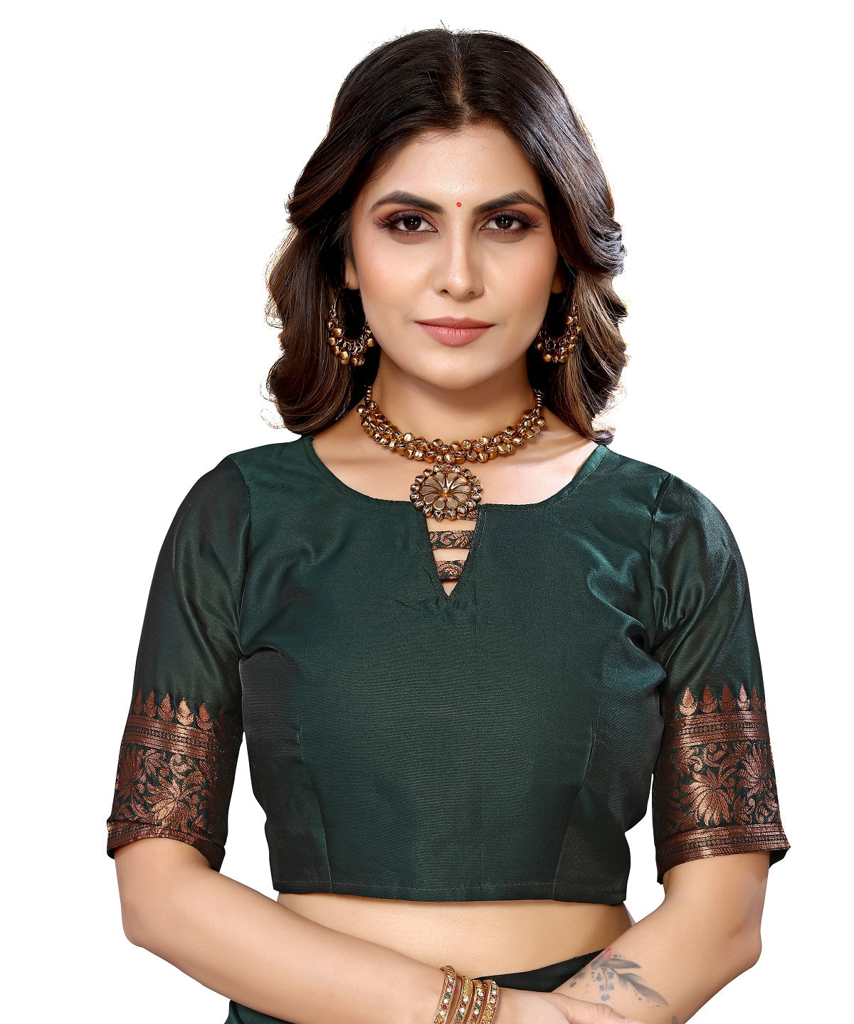 Vamika Green Banarasi Jacquard Weaving Saree - Distacart