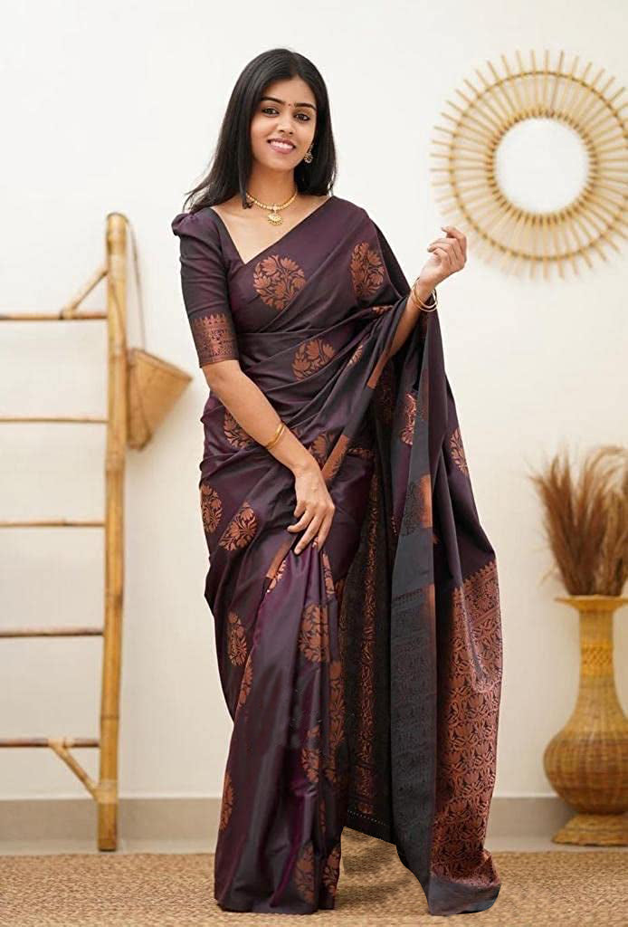 Vamika Purple Banarasi Jacquard Weaving Saree - Distacart