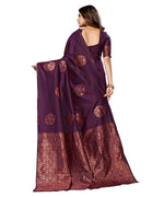 Thumbnail for Vamika Purple Banarasi Jacquard Weaving Saree - Distacart