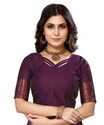 Thumbnail for Vamika Purple Banarasi Jacquard Weaving Saree - Distacart
