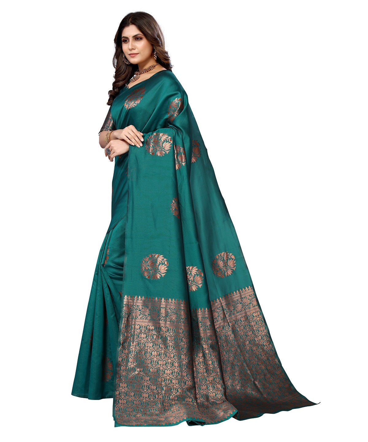 Vamika Rama Banarasi Jacquard Weaving Saree - Distacart