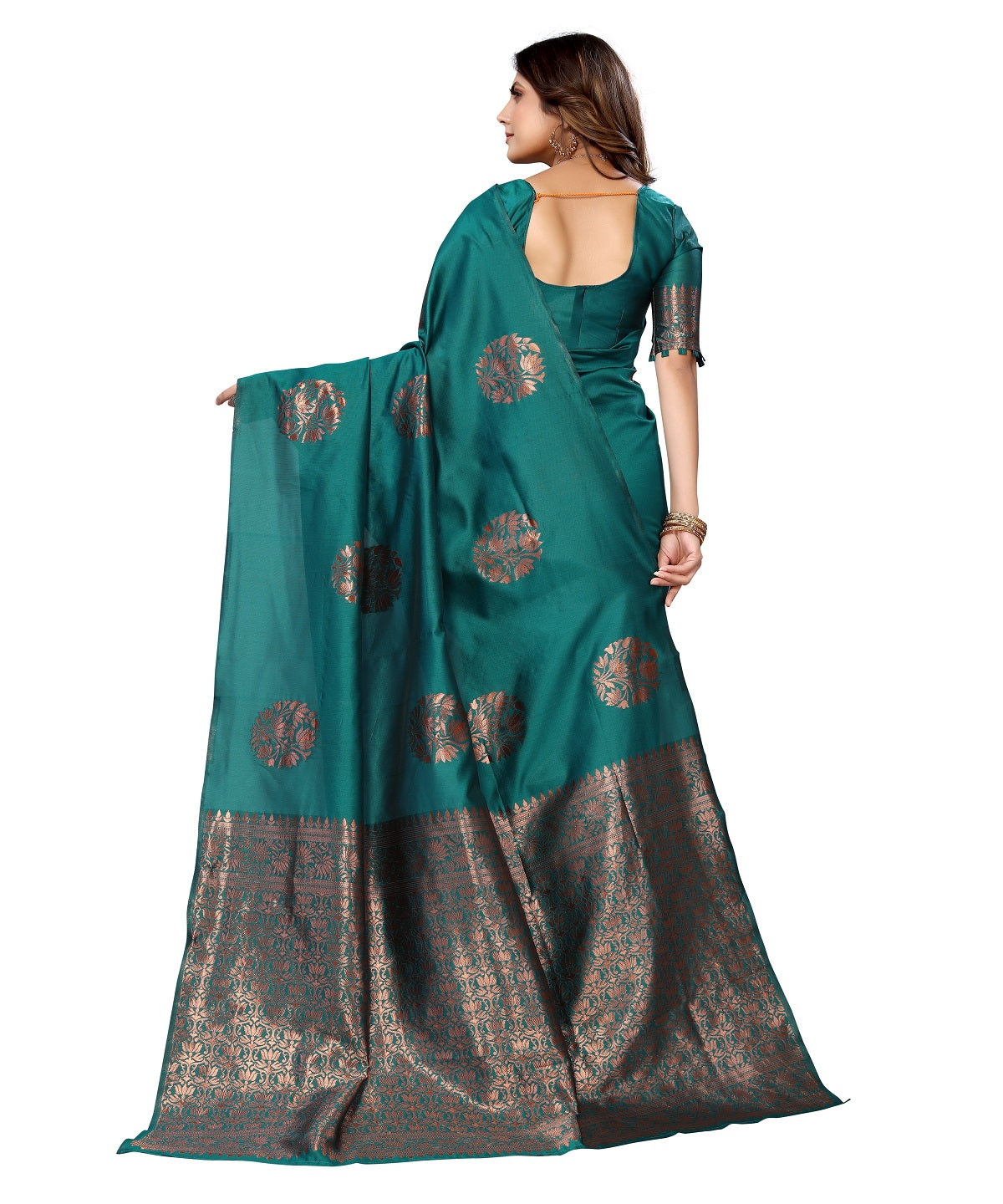 Vamika Rama Banarasi Jacquard Weaving Saree - Distacart
