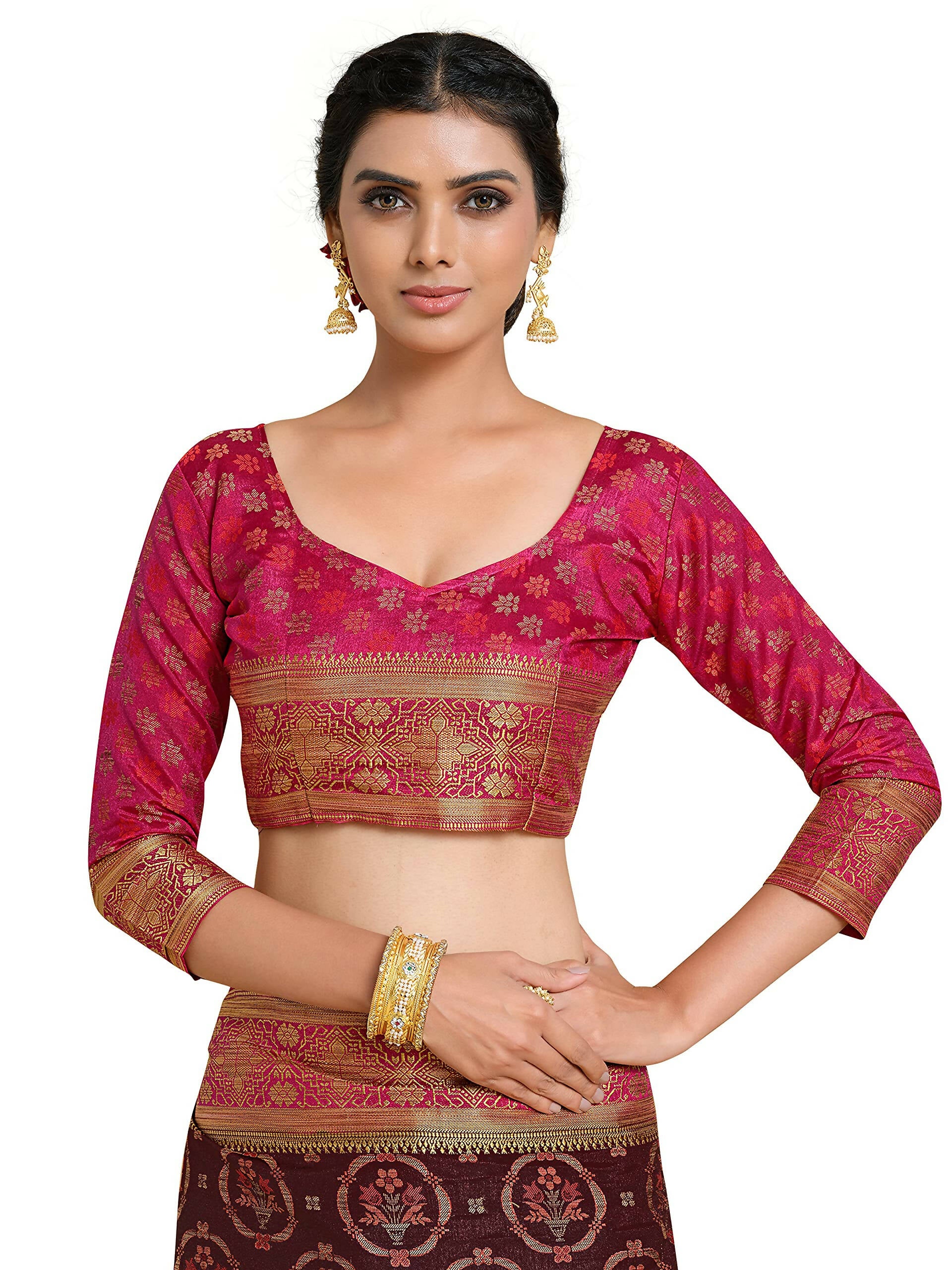 Mimosa Women's Kanjivaram Art Silk Burgundy Saree - Distacart