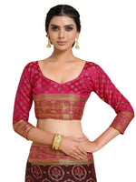 Thumbnail for Mimosa Women's Kanjivaram Art Silk Burgundy Saree - Distacart