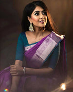 Thumbnail for DEIANA'S Beautiful Golden Jari with New Design Soft Lichi Silk Saree - Purple - Distacart
