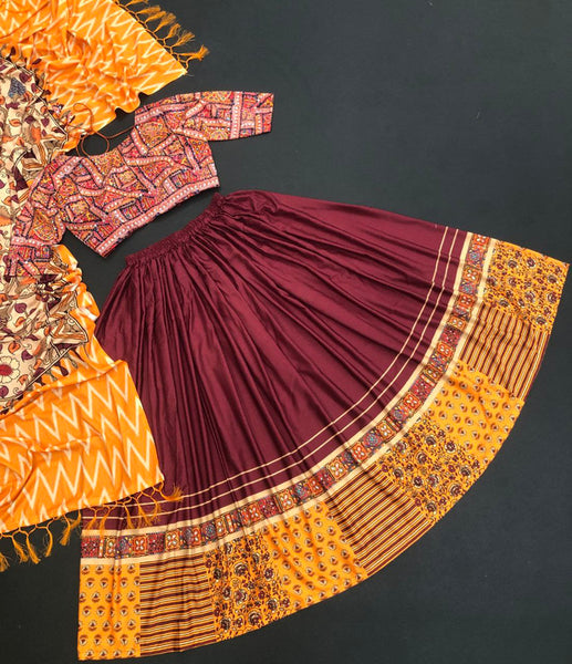 Malishka Free Size Digital Print Lahenga Choli - Maroon - Distacart