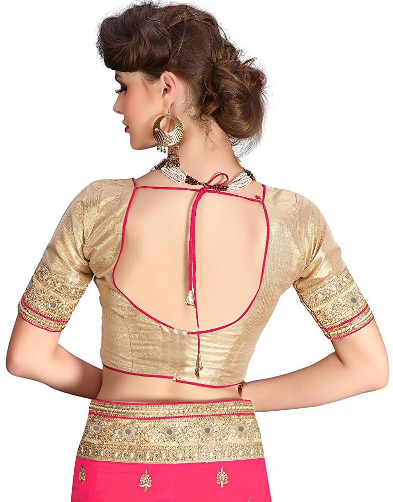 Sarvadarshi Fashion Women's Light Pink Brocade Silk Saree With Unstitched Blouse