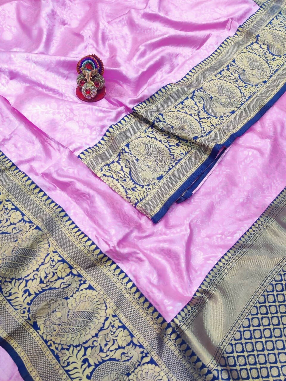 DEIANA'S Beautiful Golden Jari with New Design Soft Lichi Silk Saree - Pink - Distacart