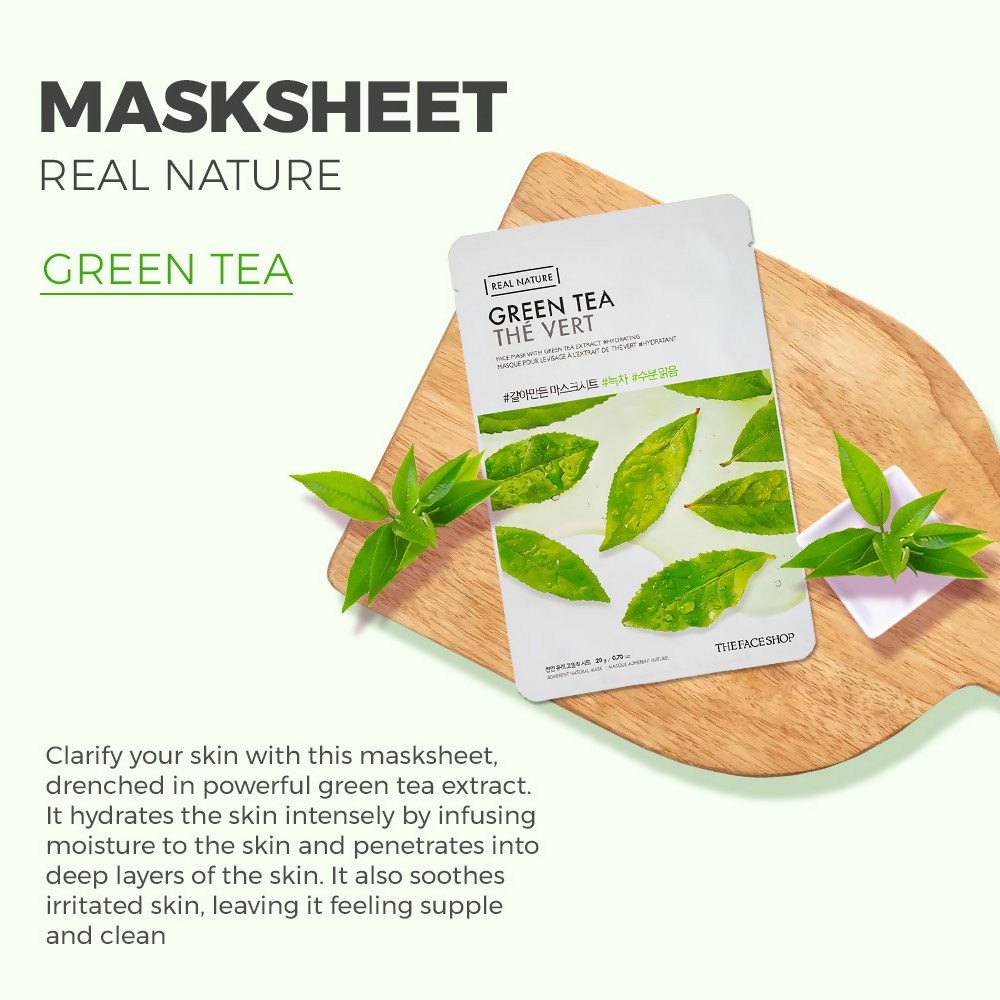 The Face Shop Real Nature Green Tea Face Mask - Distacart