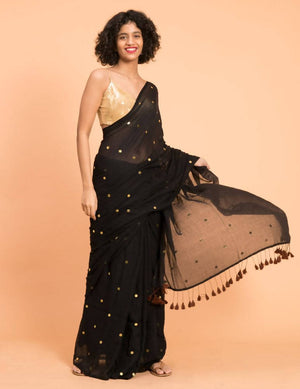Suta Black Embellished Sequinned Pure Cotton Saree - Distacart