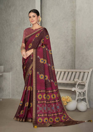 Maroon Rangkat Tussar Silk Woven Design Saree with Unstitched Blouse - Mohmanthan Eshani - Distacart