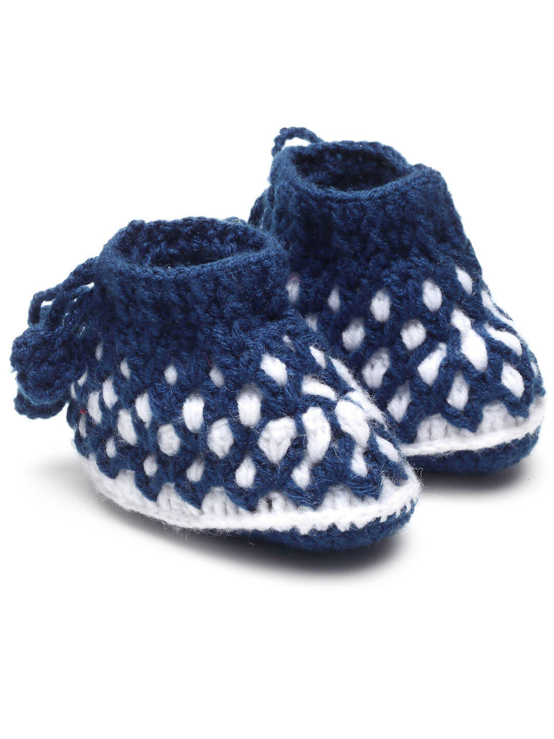 Chutput Kids Woollen Hand Knitted Self Desgin Booties - Blue - Distacart