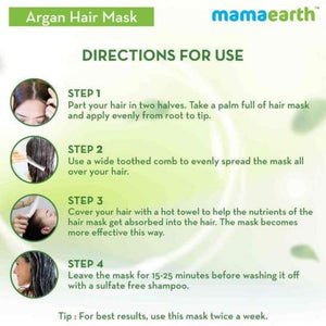 Mamaearth Argan Hair Mask For Frizz Free & Stronger Hair Directions for use